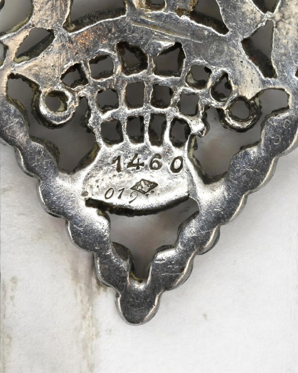 Paire de boucles d'Oreilles en Argent et Pierres Précieuses - Début du XXe siècle-photo-4